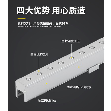 LED轮廓灯DMX512外控全彩线条灯桥梁楼体建筑亮化工程线性洗墙灯