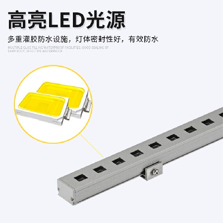led户外亮化防水洗墙灯外墙建筑照明洗墙灯方孔面盖款铝材灯条